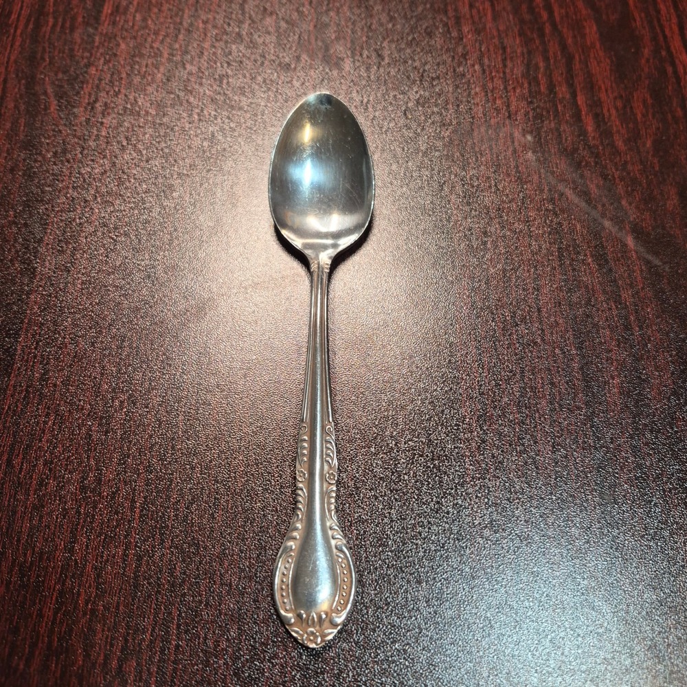 Columbia Stainless Steel Japan Flatware Beaded Floral Dinner Teaspoon
